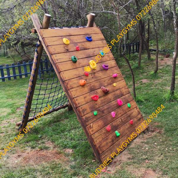 Grips and Net Climbing Wall